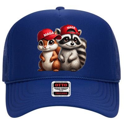 Maga Star Peanut The Squirrel & Fred The Raccoon High Crown Mesh Back Trucker Hat