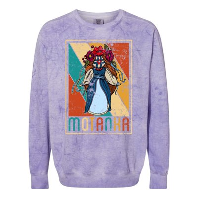 Motanka Salvic Paganism Tourist Magical Souvenir Flower Doll Funny Gift Colorblast Crewneck Sweatshirt