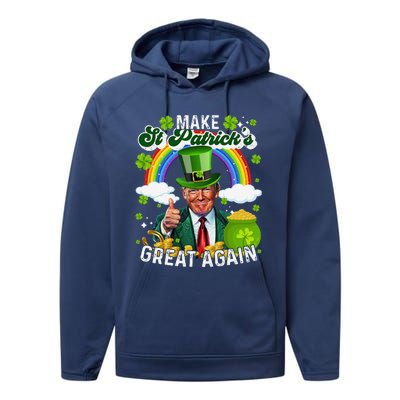 Make St Patricks Day Great Again Funny Trump Performance Fleece Hoodie