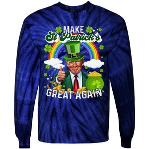 Make St Patricks Day Great Again Funny Trump Tie-Dye Long Sleeve Shirt