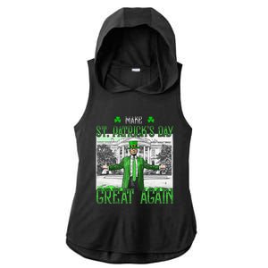 Make St PatrickS Day Great Again Trump Shamrock Irish Funny Ladies PosiCharge Tri-Blend Wicking Draft Hoodie Tank