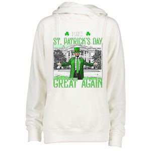 Make St PatrickS Day Great Again Trump Shamrock Irish Funny Womens Funnel Neck Pullover Hood