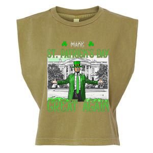 Make St PatrickS Day Great Again Trump Shamrock Irish Funny Garment-Dyed Women's Muscle Tee