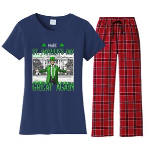 Make St PatrickS Day Great Again Trump Shamrock Irish Funny Women's Flannel Pajama Set