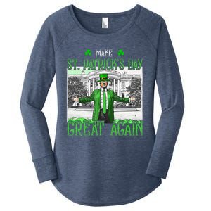 Make St PatrickS Day Great Again Trump Shamrock Irish Funny Women's Perfect Tri Tunic Long Sleeve Shirt