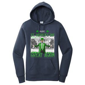 Make St PatrickS Day Great Again Trump Shamrock Irish Funny Women's Pullover Hoodie