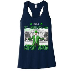 Make St PatrickS Day Great Again Trump Shamrock Irish Funny Women's Racerback Tank