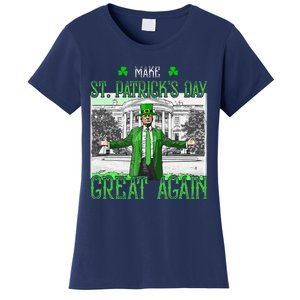 Make St PatrickS Day Great Again Trump Shamrock Irish Funny Women's T-Shirt