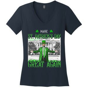 Make St PatrickS Day Great Again Trump Shamrock Irish Funny Women's V-Neck T-Shirt