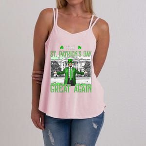 Make St PatrickS Day Great Again Trump Shamrock Irish Funny Women's Strappy Tank