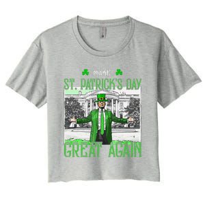 Make St PatrickS Day Great Again Trump Shamrock Irish Funny Women's Crop Top Tee