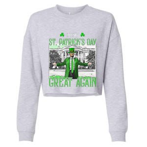 Make St PatrickS Day Great Again Trump Shamrock Irish Funny Cropped Pullover Crew