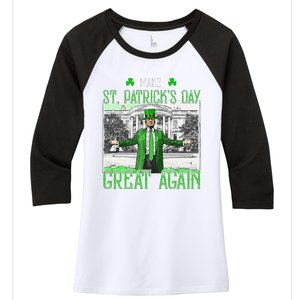 Make St PatrickS Day Great Again Trump Shamrock Irish Funny Women's Tri-Blend 3/4-Sleeve Raglan Shirt