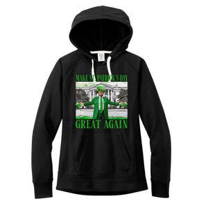 Make St PatrickS Day Great Again Trump Shamrock Irish Funny Women's Fleece Hoodie