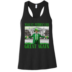 Make St PatrickS Day Great Again Trump Shamrock Irish Funny Women's Racerback Tank