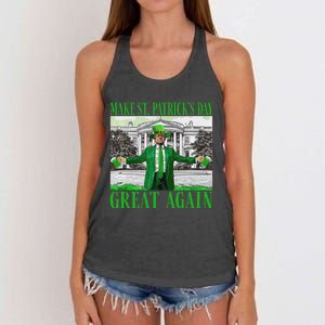 Make St PatrickS Day Great Again Trump Shamrock Irish Funny Women's Knotted Racerback Tank