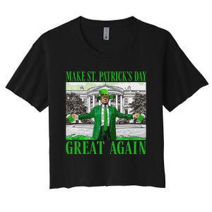 Make St PatrickS Day Great Again Trump Shamrock Irish Funny Women's Crop Top Tee