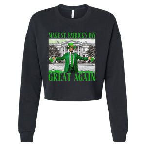 Make St PatrickS Day Great Again Trump Shamrock Irish Funny Cropped Pullover Crew