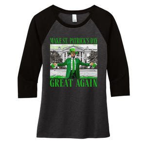 Make St PatrickS Day Great Again Trump Shamrock Irish Funny Women's Tri-Blend 3/4-Sleeve Raglan Shirt