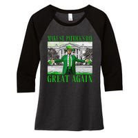 Make St PatrickS Day Great Again Trump Shamrock Irish Funny Women's Tri-Blend 3/4-Sleeve Raglan Shirt