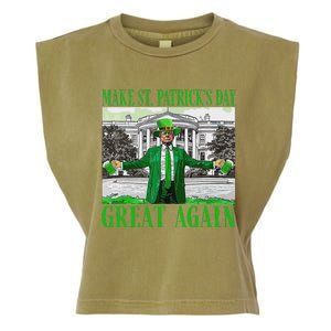 Make St PatrickS Day Great Again Trump Shamrock Irish Funny Garment-Dyed Women's Muscle Tee