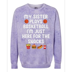 My Sister Plays Basketball Sister Of A Basketball Player Colorblast Crewneck Sweatshirt