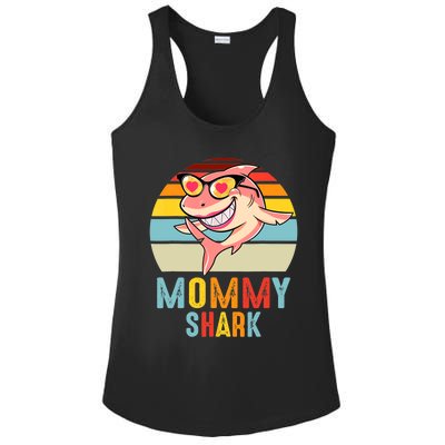 Mommy Shark Pajamas Retro Line Shirt For Mother's Day Ladies PosiCharge Competitor Racerback Tank