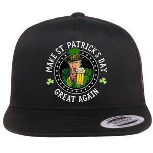 Make St Patricks Day Great Again Funny Trump Republican 2024 Flat Bill Trucker Hat