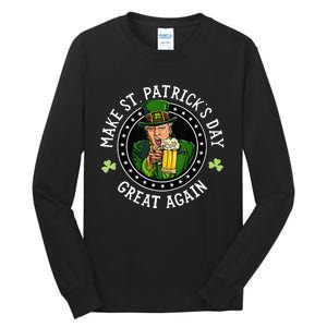 Make St Patricks Day Great Again Funny Trump Republican 2024 Tall Long Sleeve T-Shirt