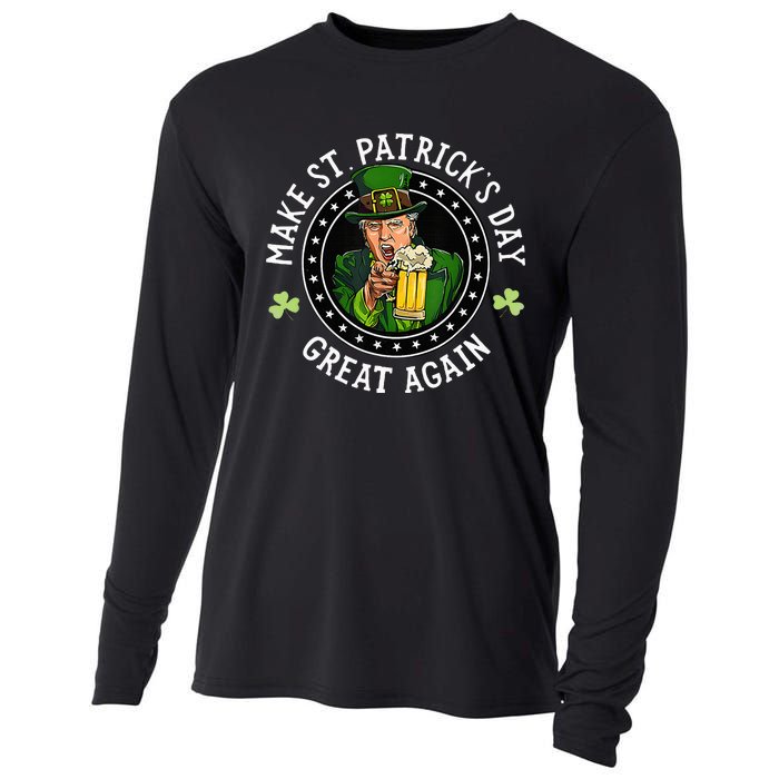 Make St Patricks Day Great Again Funny Trump Republican 2024 Cooling Performance Long Sleeve Crew