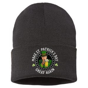 Make St Patricks Day Great Again Funny Trump Republican 2024 Sustainable Knit Beanie