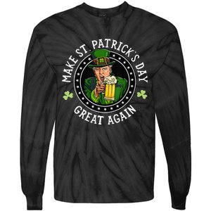 Make St Patricks Day Great Again Funny Trump Republican 2024 Tie-Dye Long Sleeve Shirt