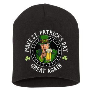 Make St Patricks Day Great Again Funny Trump Republican 2024 Short Acrylic Beanie