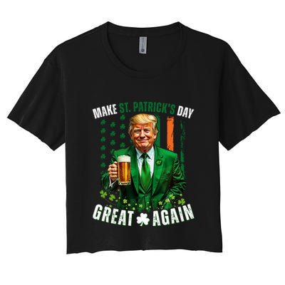 Make St Patricks Day Great Again Trump Shamrock Irish Funny Cute Gift Crop Top