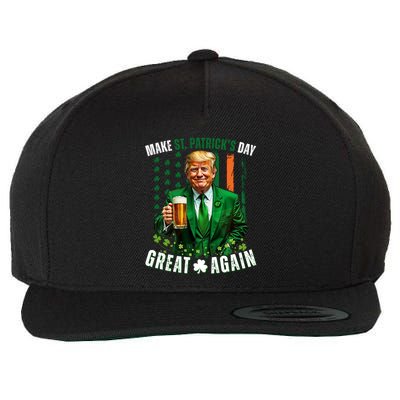 Make St Patricks Day Great Again Trump Shamrock Irish Funny Cute Gift Wool Snapback Cap