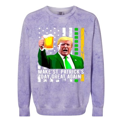 Make St Patricks Day Great Again Funny Trump Colorblast Crewneck Sweatshirt