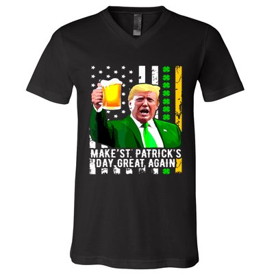 Make St Patricks Day Great Again Funny Trump V-Neck T-Shirt