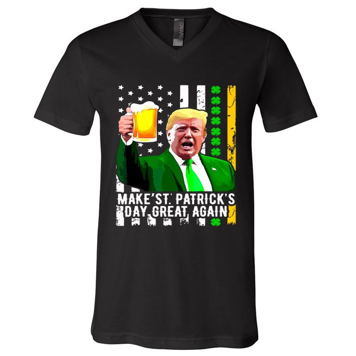 Make St Patricks Day Great Again Funny Trump V-Neck T-Shirt