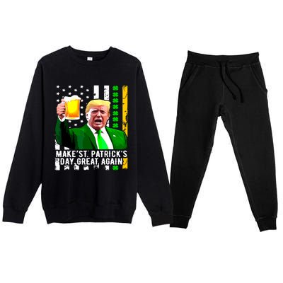 Make St Patricks Day Great Again Funny Trump Premium Crewneck Sweatsuit Set