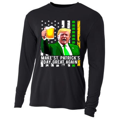 Make St Patricks Day Great Again Funny Trump Cooling Performance Long Sleeve Crew