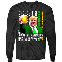 Make St Patricks Day Great Again Funny Trump Tie-Dye Long Sleeve Shirt