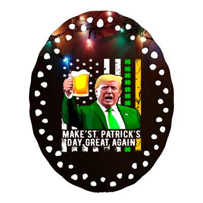 Make St Patricks Day Great Again Funny Trump Ceramic Oval Ornament