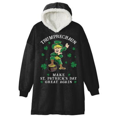 Make St Patricks Day Great Again Trump Leprechaun Hooded Wearable Blanket