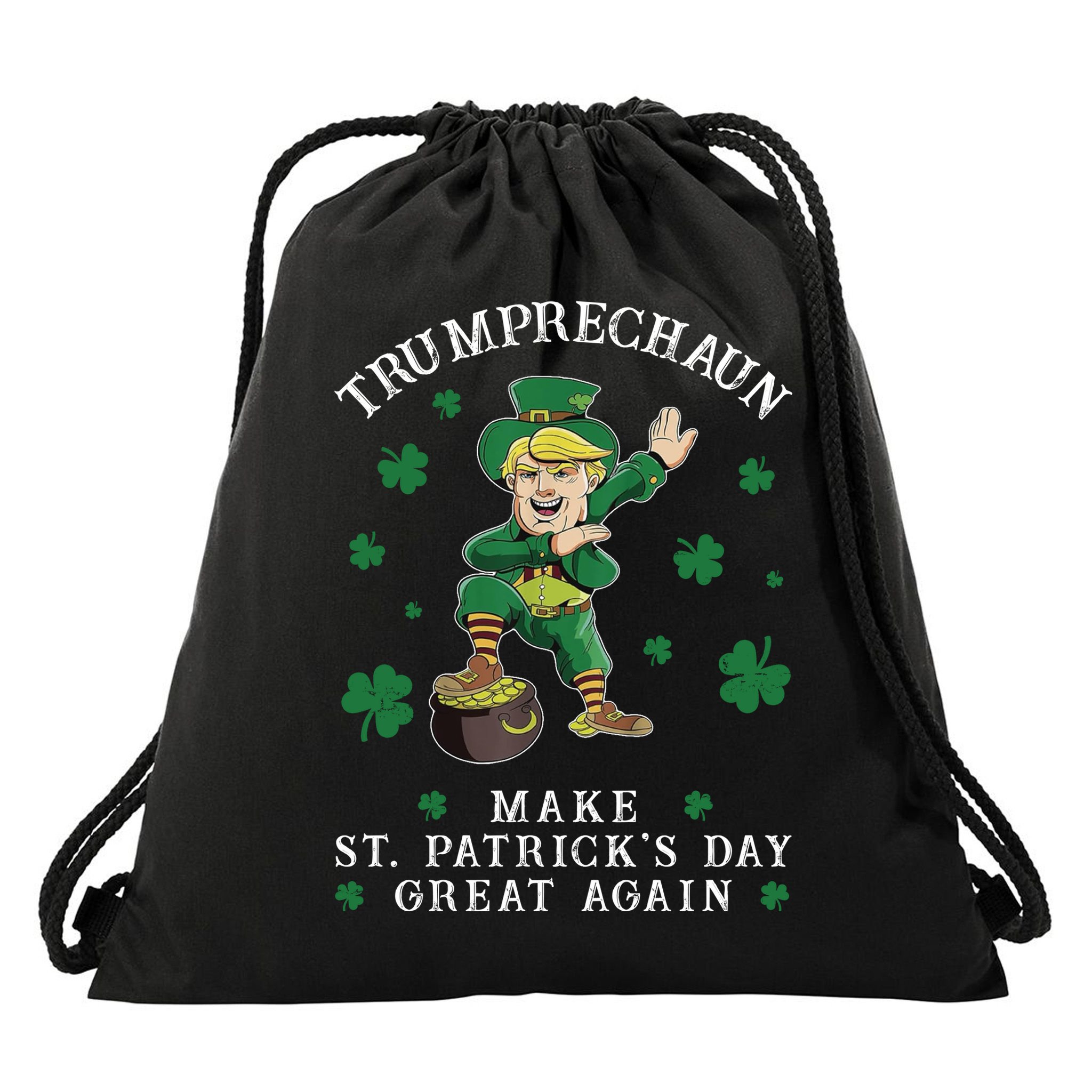Make St Patricks Day Great Again Trump Leprechaun Drawstring Bag