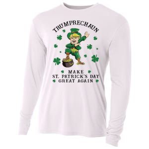 Make St Patricks Day Great Again Trump Leprechaun Cooling Performance Long Sleeve Crew