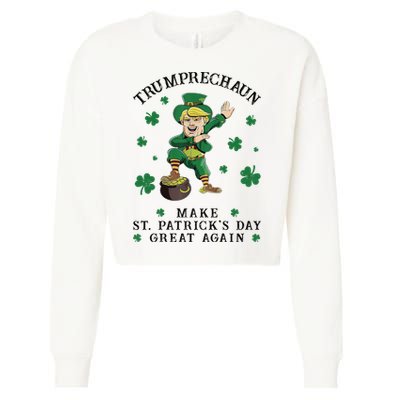 Make St Patricks Day Great Again Trump Leprechaun Cropped Pullover Crew