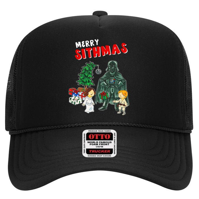 Merry Sithmas Princess Leia Luke Christmas High Crown Mesh Back Trucker Hat