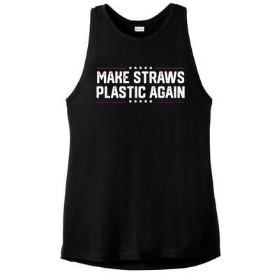 Make Straws Plastic Again Ladies PosiCharge Tri-Blend Wicking Tank