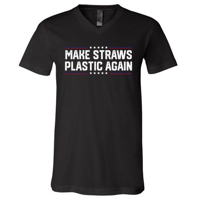 Make Straws Plastic Again V-Neck T-Shirt