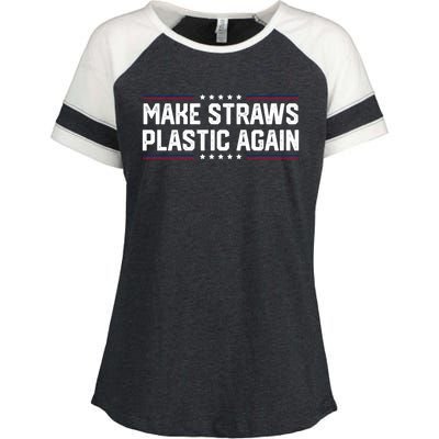 Make Straws Plastic Again Enza Ladies Jersey Colorblock Tee